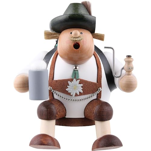 KWO Smoking Man Figurine, Rambler, 17 cm, Wood, Multi-Colour, 30 x 30 x 17 cm