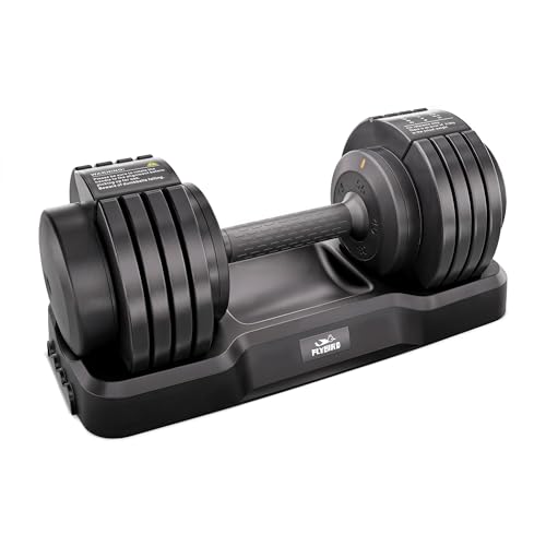 FLYBIRD Adjustable Dumbbell, 55LB Single Dumbbell for Home Gym Exercise & Fitness, 5-IN-1 Fast Adjustable Weights with Anti-Slip Handle, Multiweight Options for Full Body Workout Suitable Men/Women