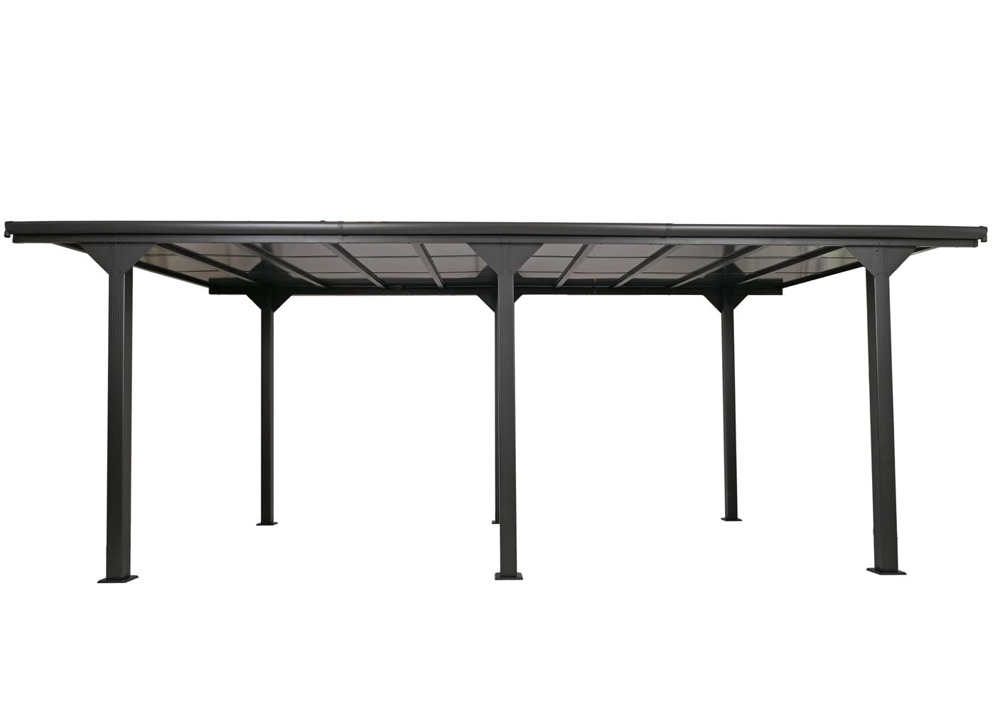 Alcoberta independiente Mendler HWC-O23, refugio para coche y garaje, estructura de 10 cm con techo de policarbonato y canaleta de lluvia, 3x6m - antracita