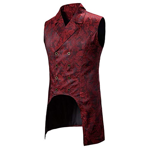 Cloudstyle Mens Paisley Dress Vest Gothic Steampunk Waistcoat Floral Sleeveless Tailcoat2