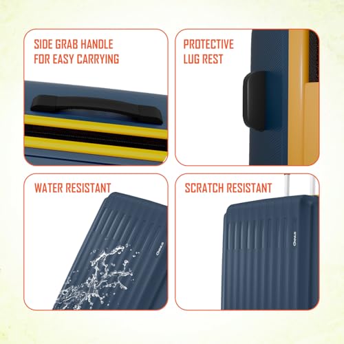 Image of Safari Medium Genius Alley 66cm Size Check-in Trolley Bag Hard Case Polypropylene, 4 Spinner Wheels, 360 Degree Wheeling Luggage, Travel Bag, Suitcase for Travel, Trolley Bags for Travel, Navy