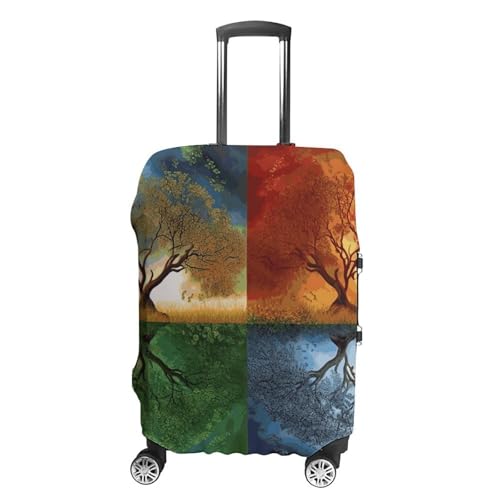 Four Season Tree of Life Luggage Cover, Washable Elastic Suitcase Cover Protector Fit 18-32 Inch Luggage