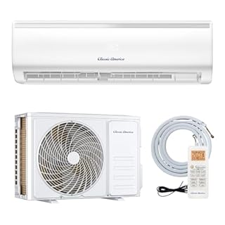 Classic America 12000 BTU Wall Mounted Mini Split Inverter without Wires with Heat Pump, 15 Feet Line Set, Range up to 600 Square Metres, (19 SEER2, 120 VAC), WiFi/Alexa