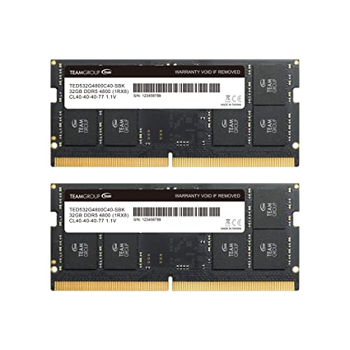 Image of TEAMGROUP Elite SODIMM DDR5 64GB (2x32GB) 4800MHz (PC5-38400) CL40 Non-ECC Unbuffered 1.1V 262 Pin Laptop Memory Module Ram - TED564G4800C40DDC-S01