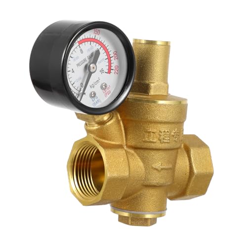 Gadpiparty Full Copper Brass Pressure Regulating Valve Dn20 3/4 Inch Pressure Reducer Gauge Water Pressure Regulator for Faucet Solar Energy Purifier