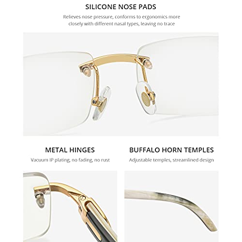 Image of HEPIDEM 100% Really Buffalo Horn Handmade Sun Glasses Square Rimless Luxury BUffs Sunglasses 0816