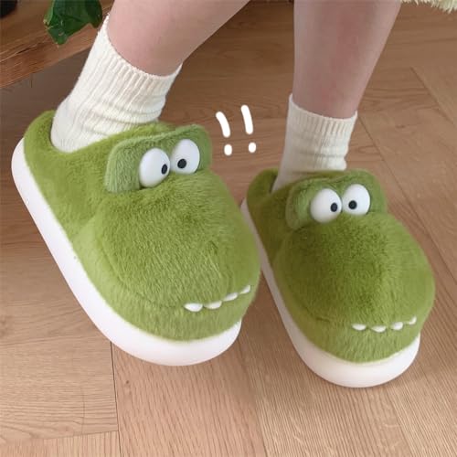 CHOOLD Cartoon Crocodile Cotton Slippers, Winter Indoor Outdoor Slippers for Women2