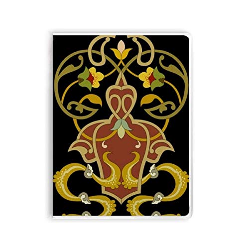 Carnet de notes avec couverture souple motif parallèle baroque fleur feuille