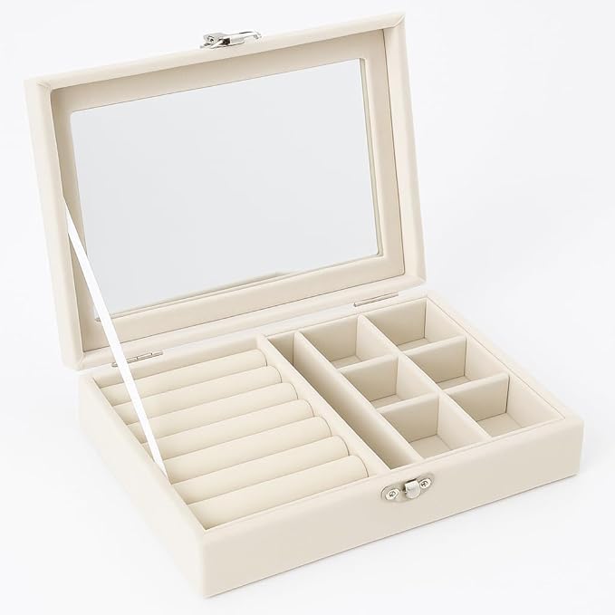 Porta Joias Organizador Maleta Camada Dupla Armazenamento para Colares, Brincos e Anéis, Couro Chave de Segurança Inclusa, Joias Seguras e Organizadas (ROSA E SALMÃO) Cores Sortidas PREMIUM