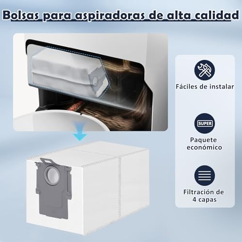 Miniatura 3 de 12 Bolsas De Recambio Compatibles Con Roborock Q Revo, Qrevo S, Qrevo Pro, Qrevo Maxv, Qrevo Curv, Qrevo Slim, S8 Maxv Ultra, Qv 35a 35s Qr 598 798, Saros 10 10r Z70 Bolsas De Aspiradora