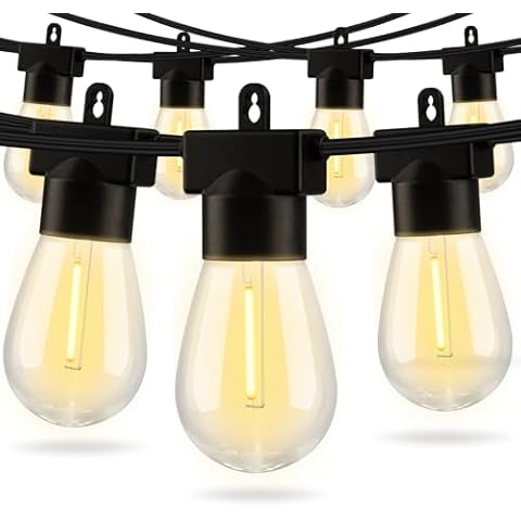 Aialun 96FT(48FTx2) LED Outdoor String Lights Outside Patio Yard Lighting Waterproof Hanging Warm Glow 2200K Shatterproof Edison Bulbs Exterior,Heavy-Duty Strand Decorative Café Porch Bistro Garden Cover