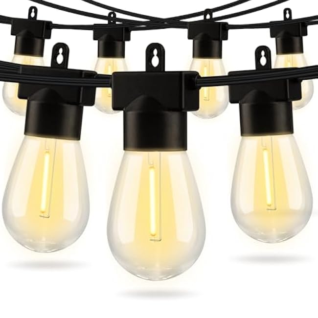 Aialun 96FT(48FTx2) LED Outdoor String Lights Outside Patio Yard Lighting Waterproof Hanging Warm Glow 2200K Shatterproof Edison Bulbs Exterior,Heavy-Duty Strand Decorative Caf¨¦ Porch Bistro Garden