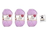 myboshi no 1 lidl  myboshi Häkel- und Strick-Garn  Modell: No.1 mit Merinowolle  Dickes Garn  3er Pack-Knäuel  Flieder