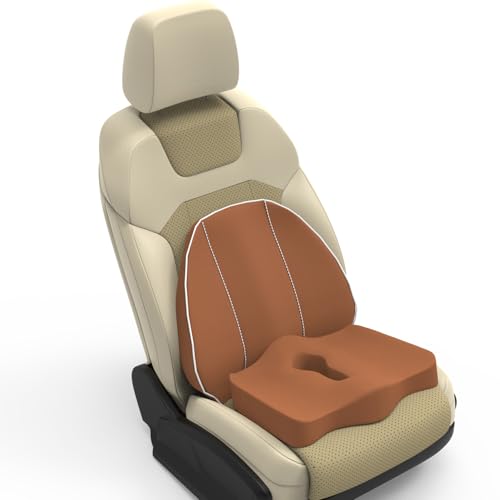 Image of Pillow Kit Memory Foam Back Support and Siting Cushion Ergonomic Adjust Sitting Position Relief Pain for Car or Office Chair. (Majestic tan, Spine Support)