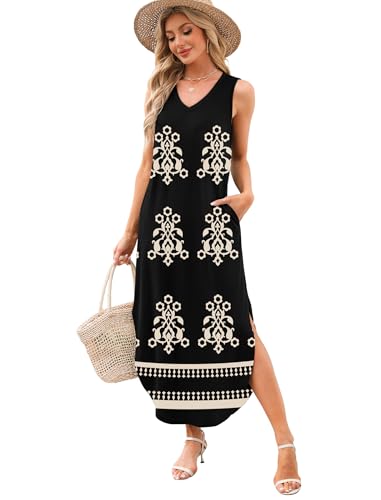 Image of Sampeel Summer Dresses Maxi Dress Vacation Beach Sundresses 2025 with Pockets
