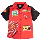 Disney Pixar Cars Lightning McQueen Toddler Boys Hawaiian Button Down Shirt White 5T