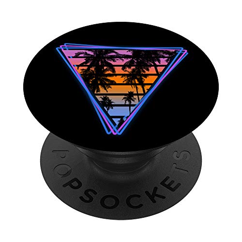 Diseño retro de Synthwave de los años 80 con puesta de Sol PopSockets Agarre y Soporte para Teléfonos y Tabletas