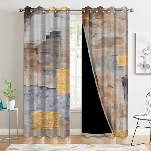 Xiazhilaio 52 x 84 inch Blackout Curtains with Abstract Textured