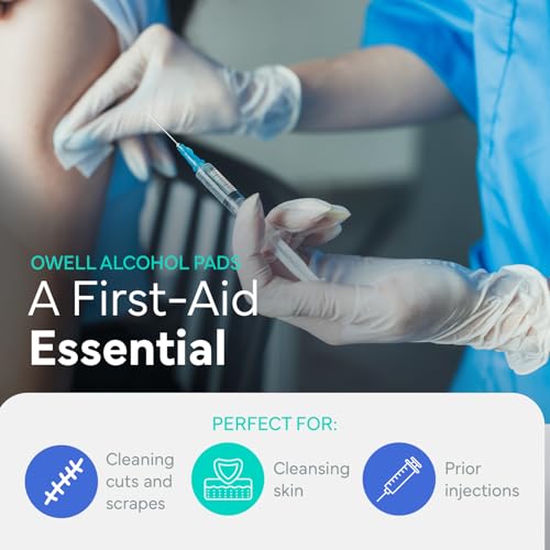 image for OWELL Prep Pads - 100 Individually Wrapped Sterile Alcohol Wipes, Medi
