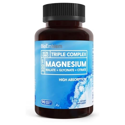 BioEmblem Triple Magnesium Complex | 300mg of Magnesium Glycinate, Malate, & Citrate for Muscles, Nerves, & Energy | High Absorption | Vegan, Non-GMO | 90 Capsules