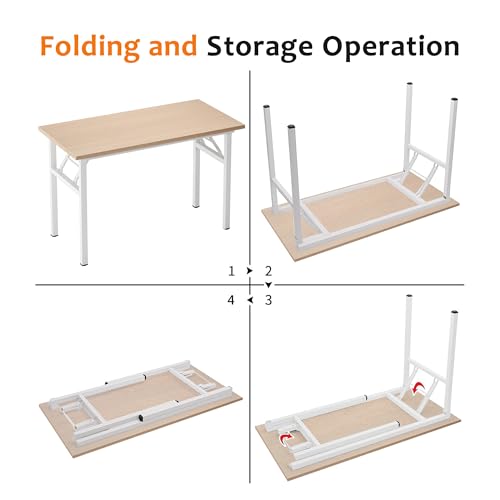 Image of Need Office Computer Desk 47.2x23.6 in Sturdy Folding Laptop Table Pink Oak