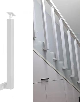 Side Mount Square Stair Baluster Posts Kit for Outdoor Stairs Remodeling Adjustable Railing Spindles with 270 Flat Bracket Base and Screws for Deck Garden DecSize85cm/33.5inch,Color1 Pack