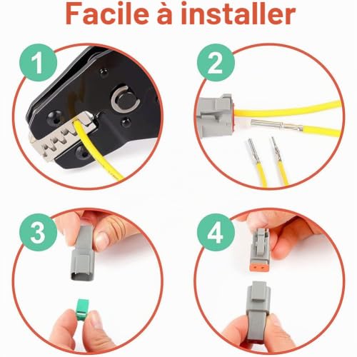 Wanjorlay Fiche de Connecteur de éLectrique, 8 Ensembles 2 3 4 6 8 12 Broches pour Kit D'Assortiment de Connecteurs Deutsch DT – vue 5