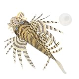 BATHVEVE Adorno de Acuario de Silicona de Simulación Pez Artificial Grande Tipo León Negro Decoración Realista para Tanque de Peces Accesorio para Peceras y Acuarios Suministros