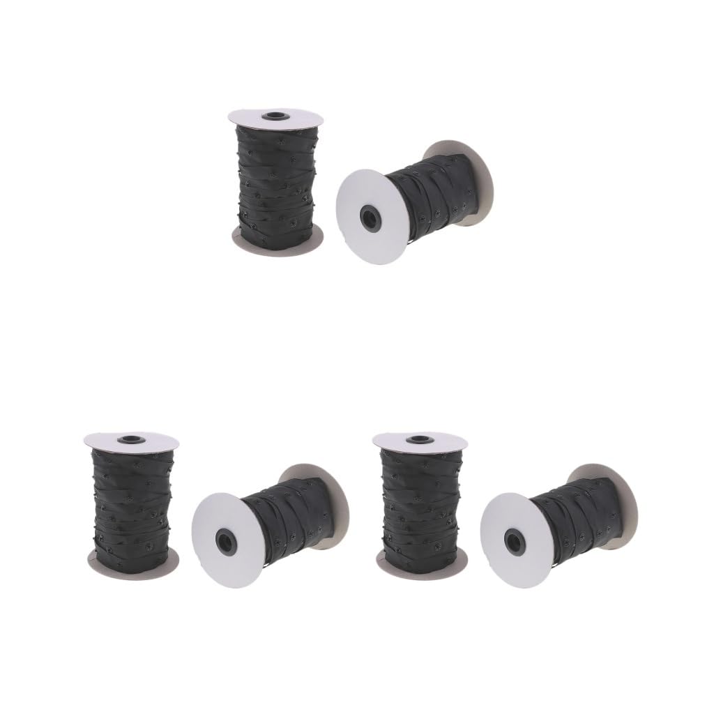 Juego de 3 rollos de cinta de plástico para fundas de edredón, cojines, tela, color negro