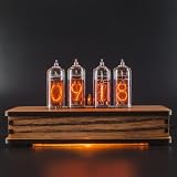Nixie Star Real Nixie Tube Bulb Clock Bundle with Spare IN-14 Nixie Tube, Motion Temperature Humidity Sensors, Replaceable Nixie Tubes, Dual RGB LED Backlight, Alarm Clock, Made in Ukraine