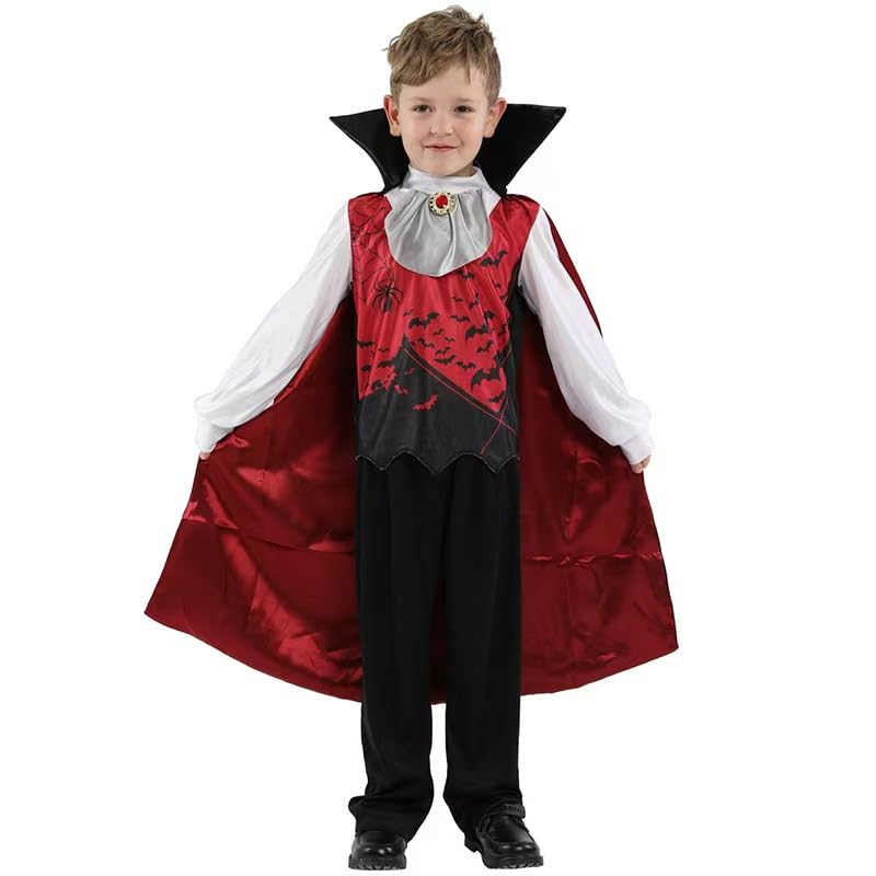 ABICULA Halloween Kostüm Junge Vampir 4-6 Jahre Kinderkostüm Cosplay für Kinder Halloween Karneval Fasching...