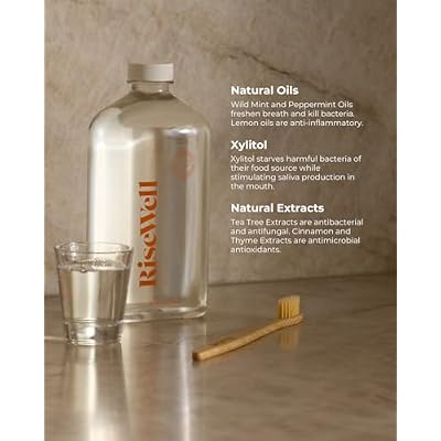 RiseWell Balancing Mouthwash - pH Balancing Alkaline Alcohol Free Mouthwash - Dentist Developed Dry Mouth Rinse and Breath Freshener - Natural, SLS-Free - Fresh Cool Breath - Wild Mint, 16 Oz