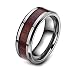 ANAZOZ Bandring Flach Silberringe Vintage Bike Gothic Ring Herren Silber Braun Kreis Holz Ring Gr. 57 (18.1) Vintage Bandring