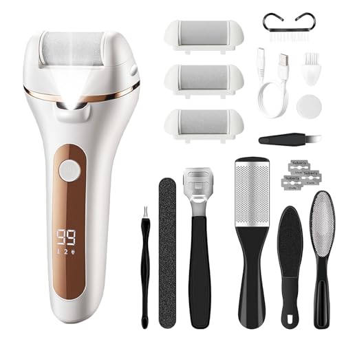 Electric Foot Callus Remover Rechargeable, Portable Electronic Foot File Pedicure Tools, Waterproof Electric Callus Remover Foot Scrubber, Professional Pedicure Foot Care Kit for Dead Cracked Dry Skin