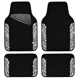 CAR PASS Bling Zebra Car Mats Rhinestones Diamond Waterproof Floor Mat Crystal Sparkly Shining Glitter Carpet Anti-Slip PVC Heel Pad, Universal Fit Automotive SUV,Sedan,4pcs Girly Women, Zebra Diamond