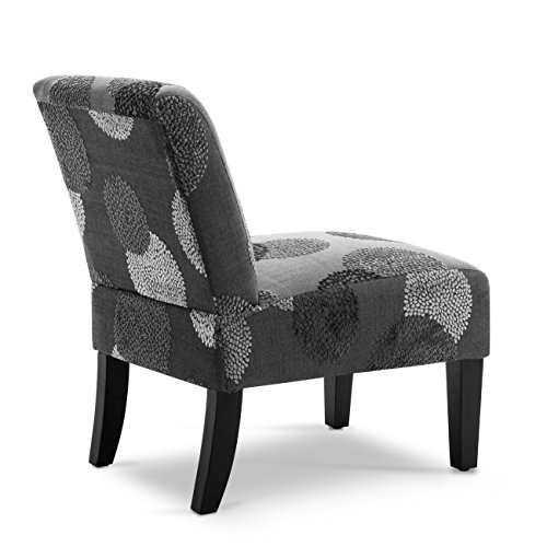 Belleze Accent Chair Modern Upholstered Living Room Chair With Curved Backrest And Wood Legs, Armless Slipper Chair For Bedroom, Fabric Corner Side Chair Lounge Chair - Andre (Charcoal Sunflower) #TOP5