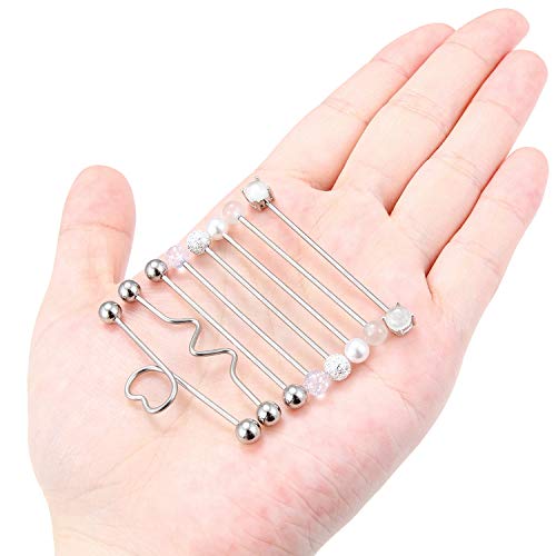 Dyknasz Glow in The Dark Industrial Barbell 16G Surgical Steel Industrial Piercing Jewelry for Women Men Cartilage Earring Helix Rings 1 1/2 Inch 38mm, 8 Pieces3