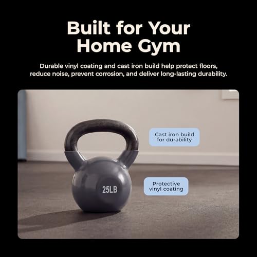 Image of Sunny Health & Fitness Vinyl Coated Cast Iron Kettlebell 5-25 lb