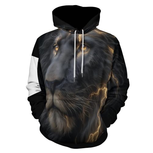 Sweat Lion 3D Homme Pull Capuche Harajuku Tendance Automne