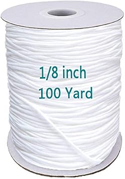 1/8 inch Elastic Bands for Sewing - Elastic String for Masks, Elastic Cord Heavy Stretch High Elasticity Knit Elasticfor for Sewing Crafts DIY Mask, White 100 Yards