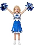 Doxrmuru Girls Cheerleader Costume Cheerleading Outfit for Halloween Party Birthday Gift (Blue, 5-6 Years)
