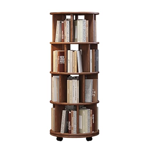 Librería giratoria de 4 niveles con ruedas mueble de madera maciza 40x40 cm