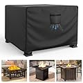 Mrrihand Fire Pit Cover Square, Waterproof and Air Vent Full Coverage Patio Fire Pit Cover, Outdoor Fire Pit Cover with Adjustable Drawstring and Handle, 36" W*36" D*20" H, Black