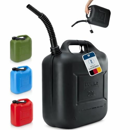 hünersdorff Kraftstoff-Kanister STANDARD 20l für Benzin, Diesel und andere Gefahrgüter, UN-Zulassung, made in Germany, TÜV-geprüfter Produktion, schwarz