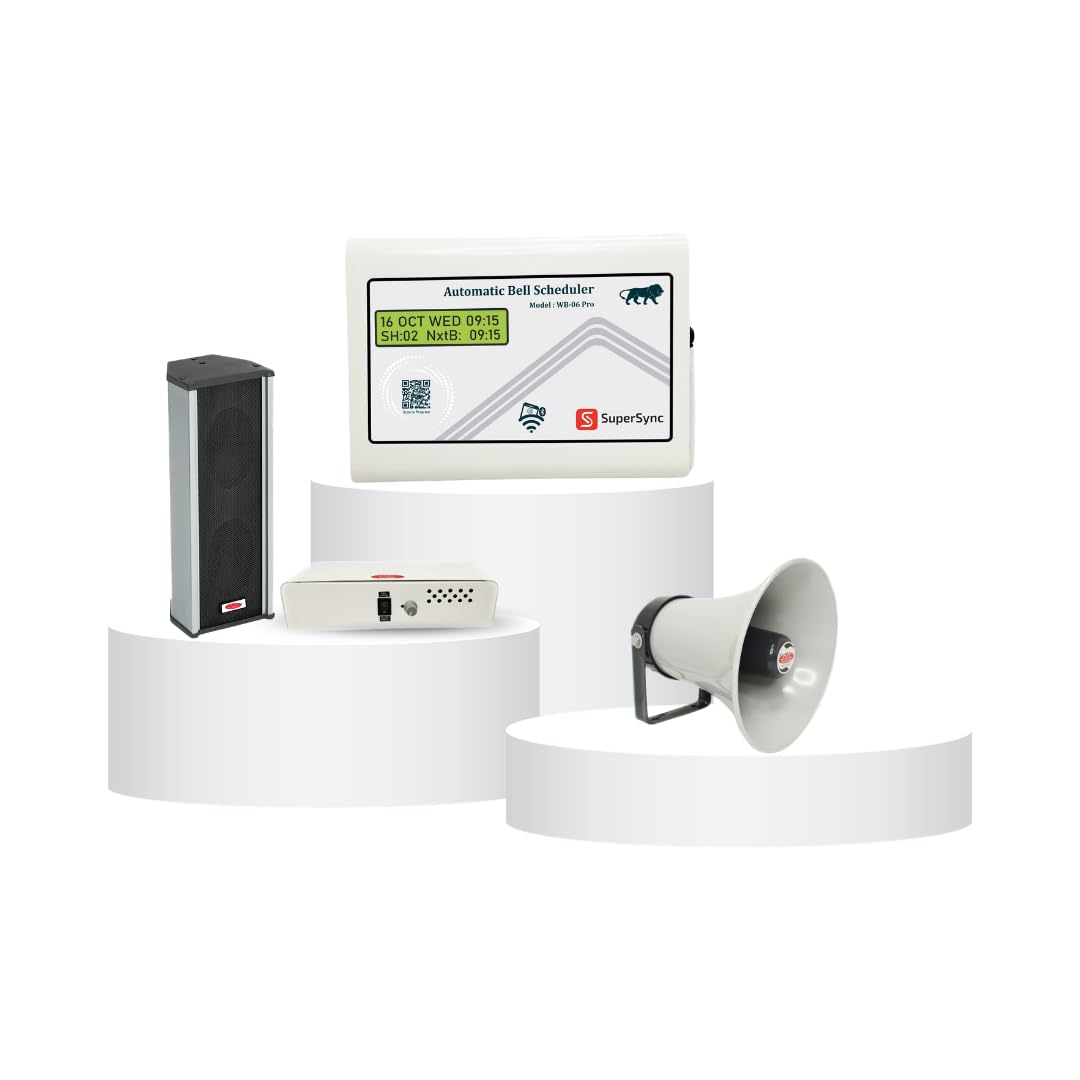 Automatic School Bell System Combo Max | WB-06 Pro Timer | 15W Horn + 15W Column Speaker | 2 Channel Amplifier | PA System for School Announcement & Bell Controller-image-15