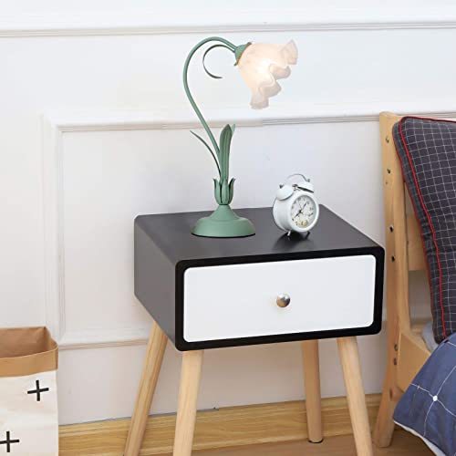 Eapmic Modern Bedside Lamp Stained Glass Flower Table Reading Lamps 4-Way Dimmable Nightstand Desk Lights, One-Light,19.6 Inches Tall For Bedroom, Living Room, Office, Dresser (Green) #TOP3