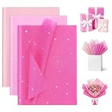 Toptime 60 Blatt Seidenpapier Rosa, Glitter Seidenpapier Verpackungsmaterial für Kunsthandwerk & DIY Basteln, Pink Geschenkpapier für Geburtstag Hochzeit Valentinstag Babyparty Ostern Dekor, 50×35cm