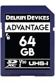 Delkin Devices 64GB Advantage SDXC Memory Card UHS-I (U3/V30) - High Speed SD Card 64GB for Cameras | Memory Cards for Cameras with 4K UHD, Full HD, Shock/Water/X-Ray Proof