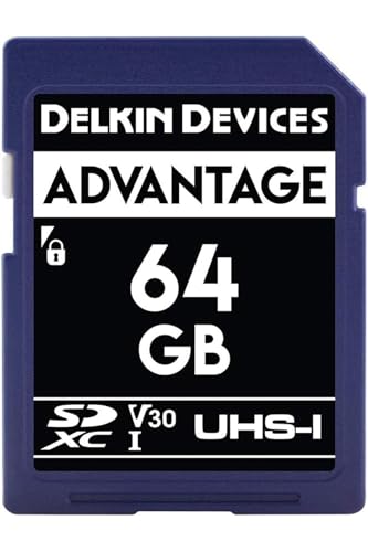 Delkin Devices 64GB Ahoe[W SDXC [J[h UHS-I (U3/V30) - SDJ[h 64GB Jp | 4K UHDAtHDAՌ/h/XϐJp[J[h