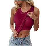 nsiaot Damen Unterhemd BH-Hemd Basic U-Ausschnitt Eingebauter BH Bügelloser Gepolstert Verstellbare...